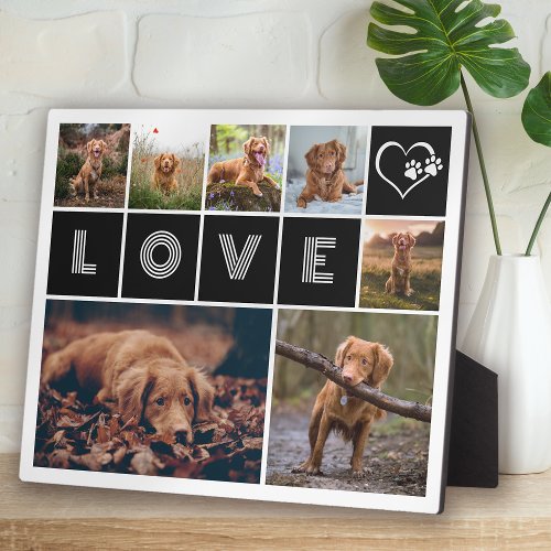 Dog Pet Love Heart Paws Photo Collage Plaque