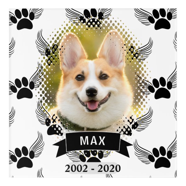 Dog Pet Memorial Custom Black And White Acrylic Print (Front)