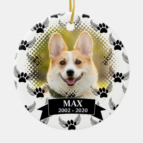 Dog Pet Memorial Custom Black And White Ceramic Ornament