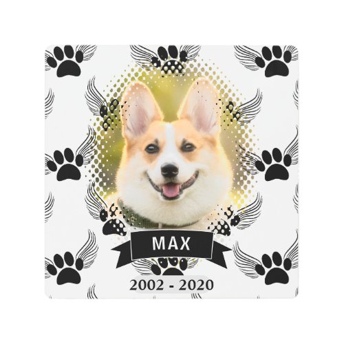 Dog Pet Memorial Custom Black And White Metal Print