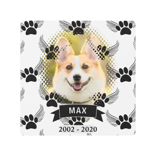 Dog Pet Memorial Custom Black And White Metal Print (Front)