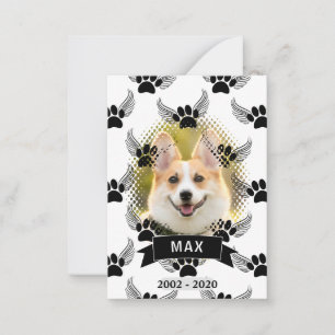 Dog Pet Memorial Custom Black And White Note Card