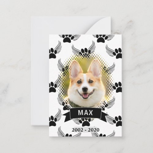 Dog Pet Memorial Custom Black And White Note Card