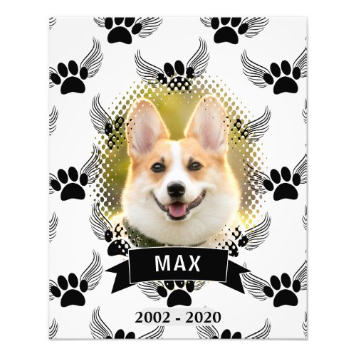 Dog Pet Memorial Custom Black And White Photo Print