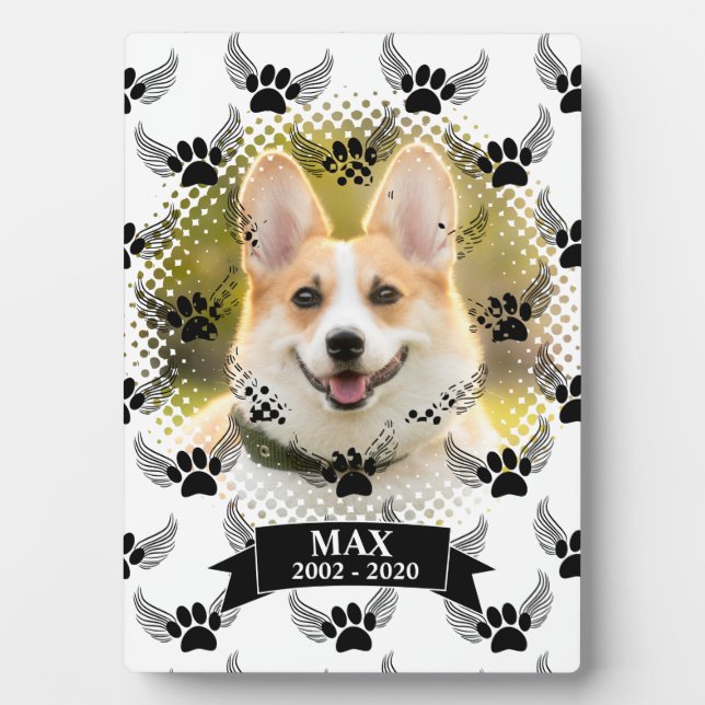 Dog Pet Memorial Custom Black And White Plaque (Front)
