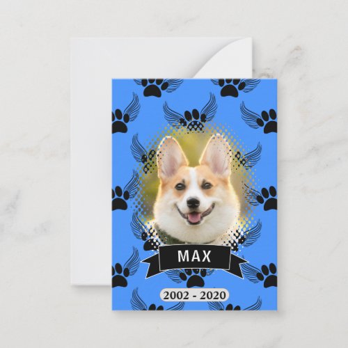 Dog Pet Memorial Custom Blue Note Card