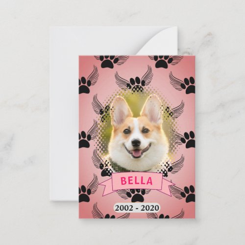 Dog Pet Memorial Custom Pink Note Card