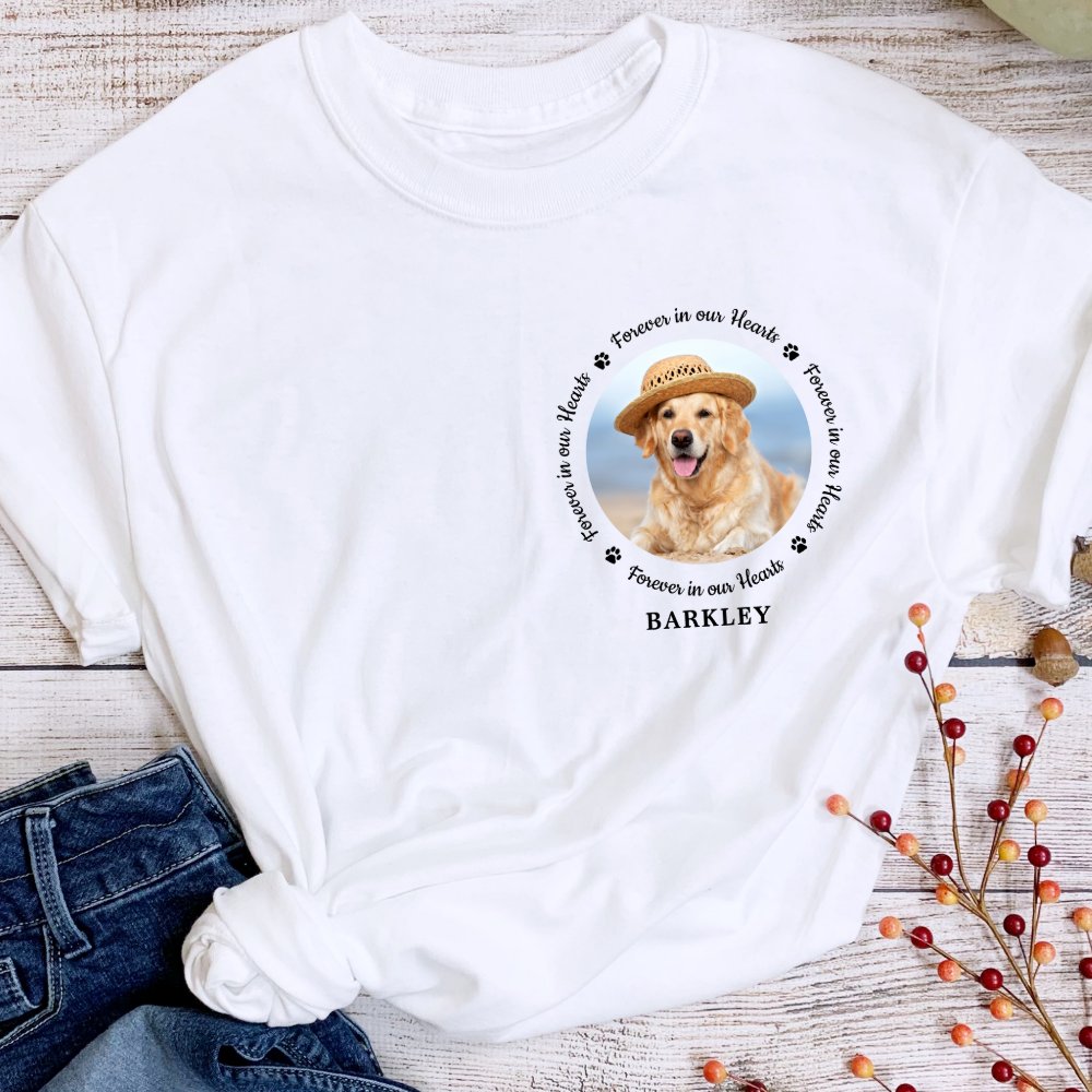 Discover Dog Pet Memorial Paw Prints Simple Chic Photo Personalized T-Shirt
