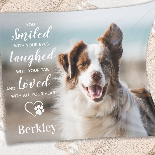 Dog Pet Memorial Personalized Photo Remembrance Fleece Blanket