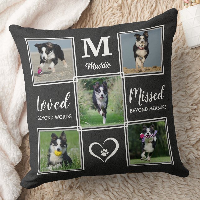 Dog Pet Memorial Pet Loss Keepsake Photo Collage Throw Pillow (Creator Uploaded)