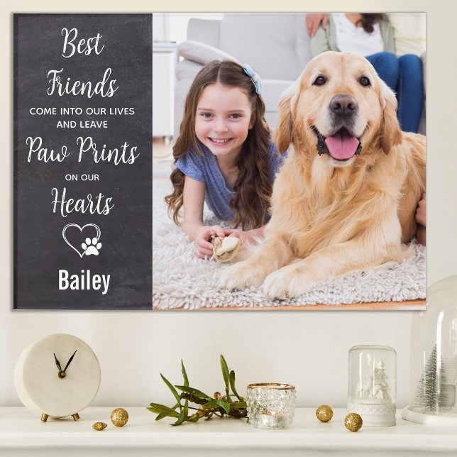 Dog Pet Memorial Rustic Paw Prints Poem Photo Acrylic Print (Creator Uploaded)