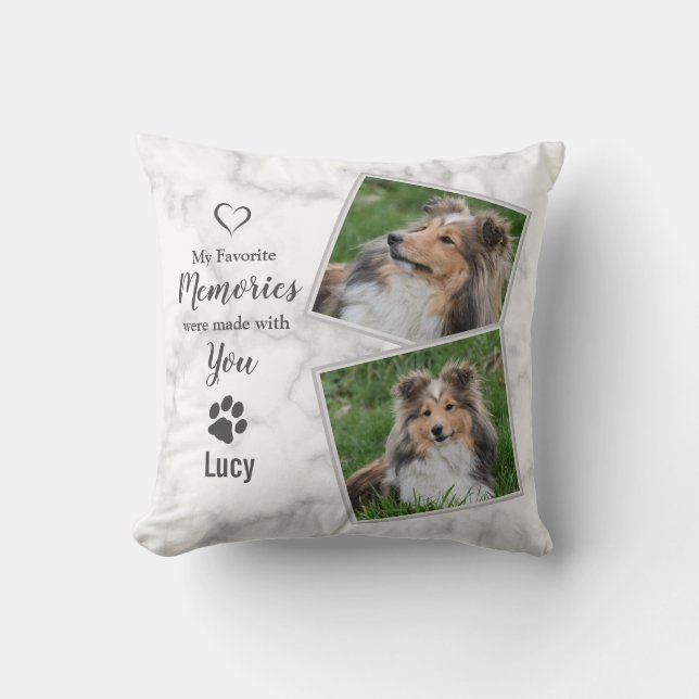 Dog Pet Memorial Sympathy Keepsake Photo Throw Pillow (Front)