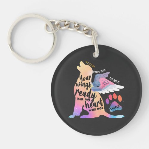 Dog Pet Memorial Watercolor Cute Design Love Keychain