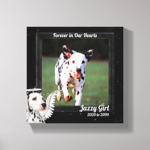 Dog Pet Memorial with Photo Name Years Dalmatian Canvas Print