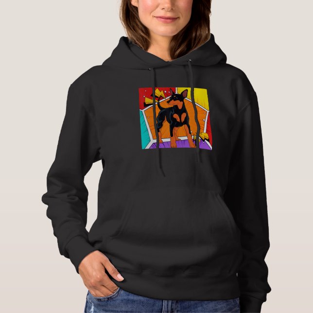 Dog Pet Min Pin Dog Owner Animal Pop Min Pinscher Hoodie (Front)