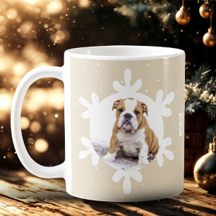 Dog Pet Name Photo Snowflake  Coffee Mug