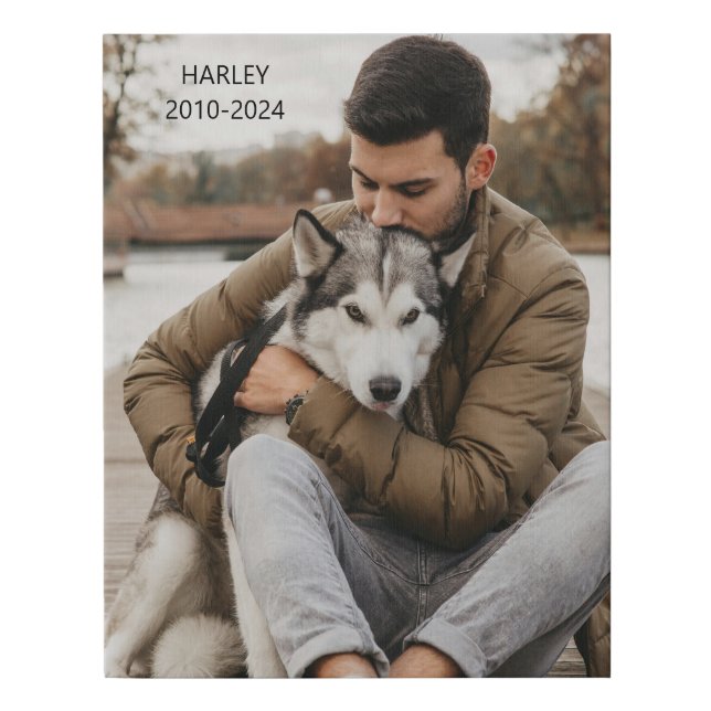 Dog Pet Owner Photo Keepsake  Faux Canvas Print (Front)
