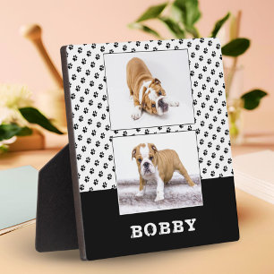 Dog Pet Paw Print 2 Photo Collage Keepsake Plaque