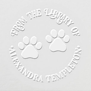 Dog Pet Paw Prints “From the Library of” Name Embosser