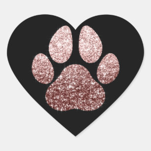Dog Pet Paw Rose Gold Spark Glitter Heart Spark Heart Sticker