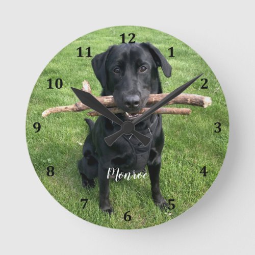 Dog Pet Personalized Name and Photo  Round Clock