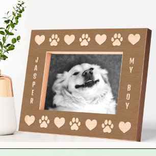 Dog Pet Personalized Name Paw Prints Heart Engraved Frames