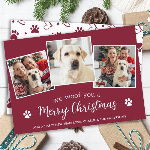 Dog Pet Photo Collage Personalized Merry Christmas Holiday Card