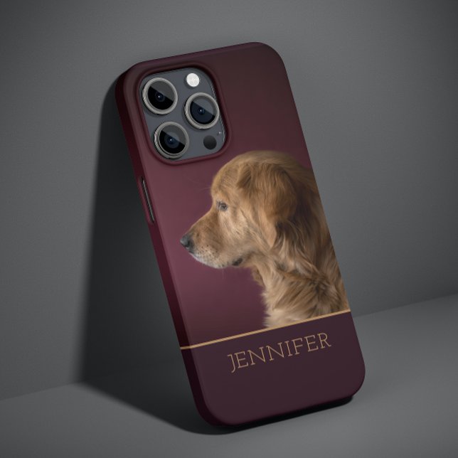 Dog Pet Photo Golden Retriever Personalized Name Case-Mate iPhone Case (Creator Uploaded)