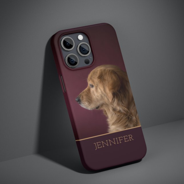 Dog Pet Photo Golden Retriever Personalized Name Case-Mate iPhone Case (Creator Uploaded)