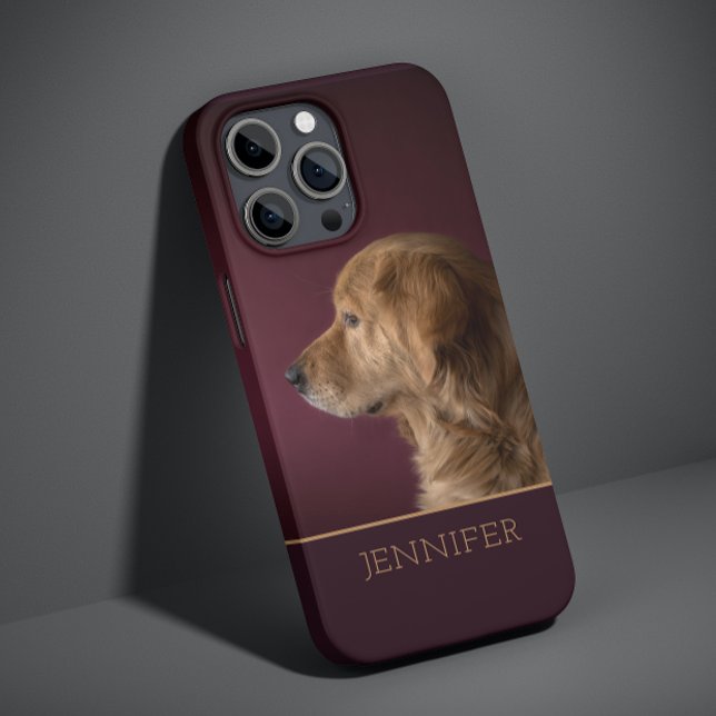 Dog Pet Photo Golden Retriever Personalized Name Case-Mate iPhone Case (Creator Uploaded)