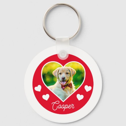 Dog Pet Photo Heart Personalized Christmas Keychain