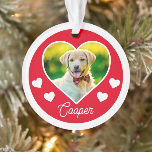 Dog Pet Photo Heart Personalized Christmas Ornament