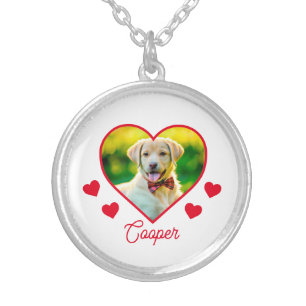 Dog Pet Photo Heart Personalized Silver Plated Necklace