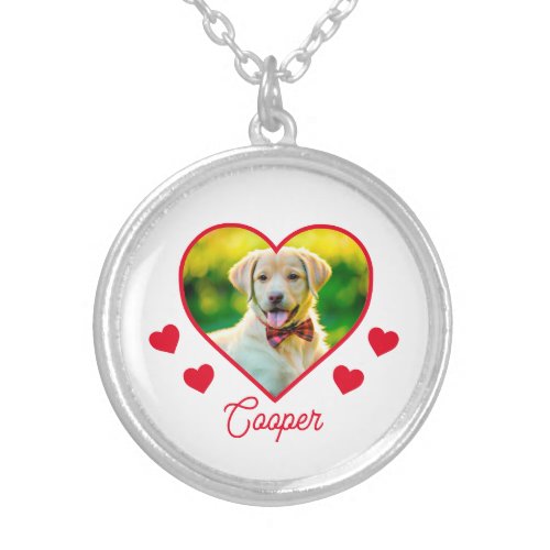 Dog Pet Photo Heart Personalized Silver Plated Necklace