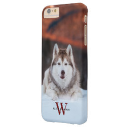 Dog Pet Photo Name Monogram on Apple X|11|12|13|14 Barely There iPhone 6 Plus Case