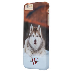 Dog Pet Photo Name Monogram on Apple X 11 12 13 14 Barely There iPhone 6 Plus Case