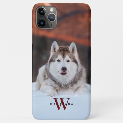 Dog Pet Photo Name Monogram on Apple X11121314 iPhone 11 Pro Max Case