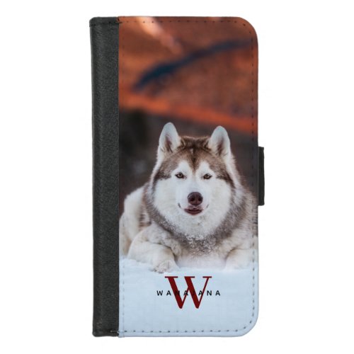 Dog Pet Photo Name Monogram on Apple X11121314 iPhone 87 Wallet Case