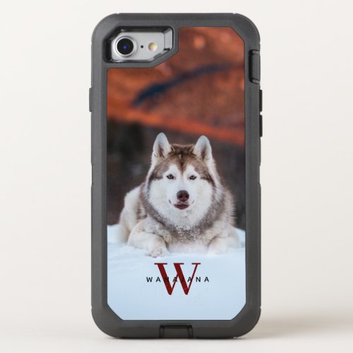 Dog Pet Photo Name Monogram on Apple X11121314 OtterBox Defender iPhone SE87 Case