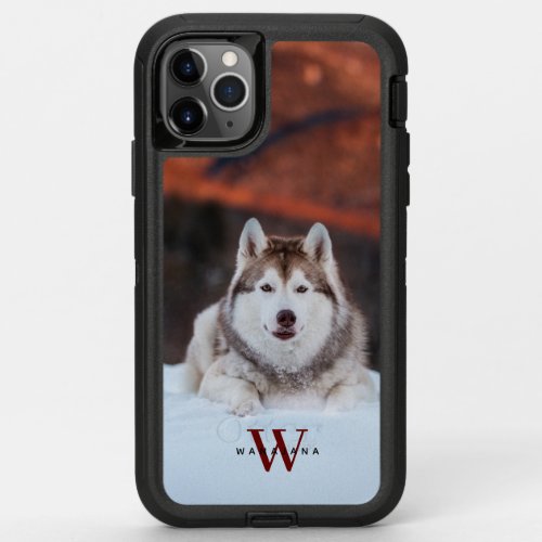 Dog Pet Photo Name Monogram on Apple X11121314 OtterBox Defender iPhone 11 Pro Max Case