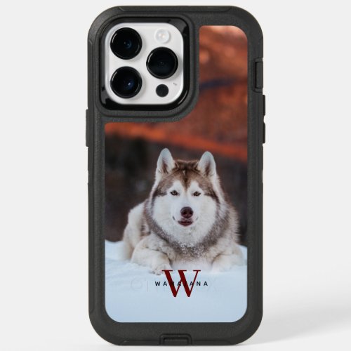 Dog Pet Photo Name Monogram on Apple X11121314 OtterBox iPhone 14 Pro Max Case