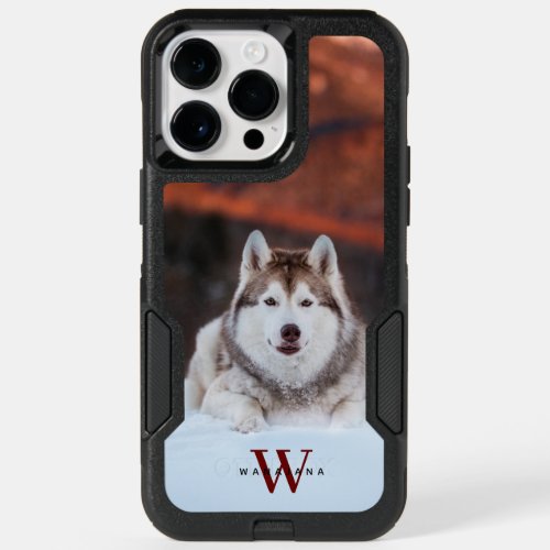 Dog Pet Photo Name Monogram on Apple X11121314 OtterBox iPhone 14 Pro Max Case