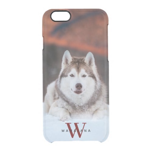 Dog Pet Photo Name Monogram on Apple X11121314 Clear iPhone 66S Case