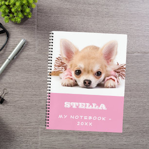 Dog pet photo pink white girl notebook