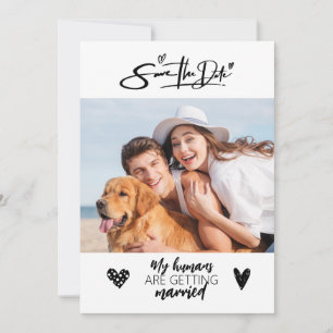 Dog Pet Photo Rustic Save the Date Black Wedding Invitation