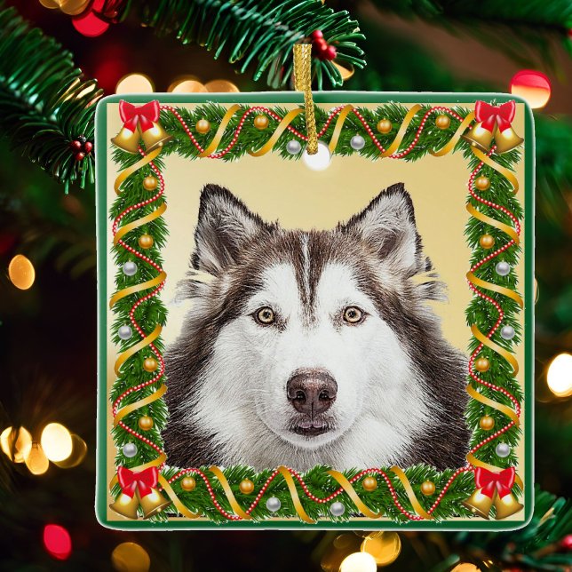 Dog Pet Photo Template Christmas Tree Ornament (Creator Uploaded)