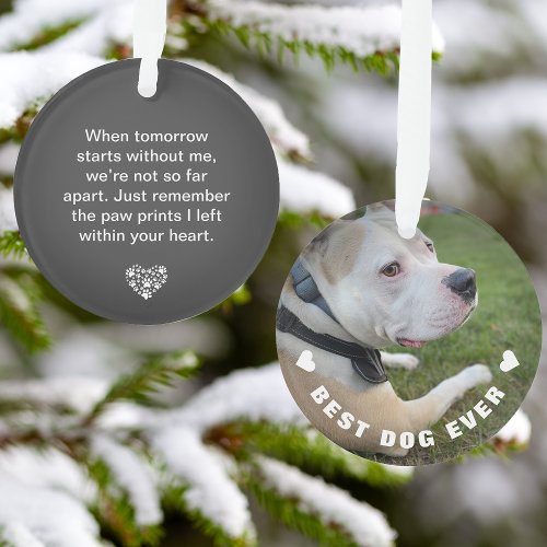 Dog Pet Poem Photo Gray Memorial Keepsake Ornament