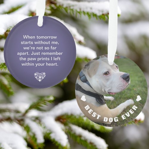 Dog Pet Poem Photo Purple Memorial Keepsake Ornament