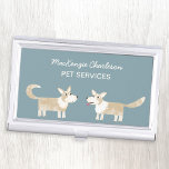 Dog Pet Services Business Card Case<br><div class="desc">A cute Corgi dog design on a teal green background. Great for dog walkers,  dog groomers,  pet sitters and any other pet services.  Original art by Nic Squirrell.</div>