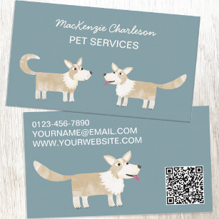 Dog Pet Services QR Code Business Card